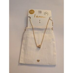 I Am Gold Plated Heart Pendant Necklace Minimalist Fine Chain Jewelry with Pouch